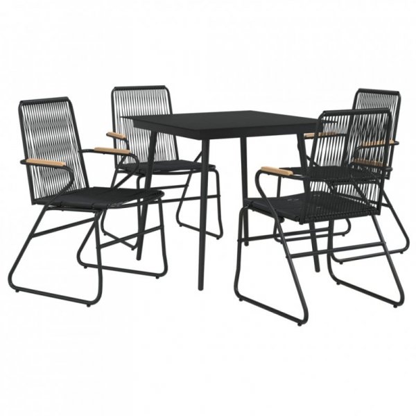 5-częściowy zestaw mebli ogrodowych, czarny, rattan PVC