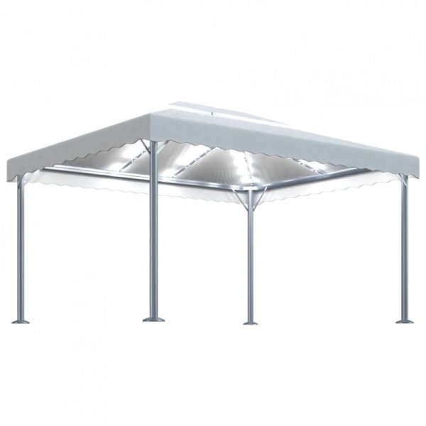 Altana ze sznurem lampek LED, 400x300 cm, kremowa, aluminium