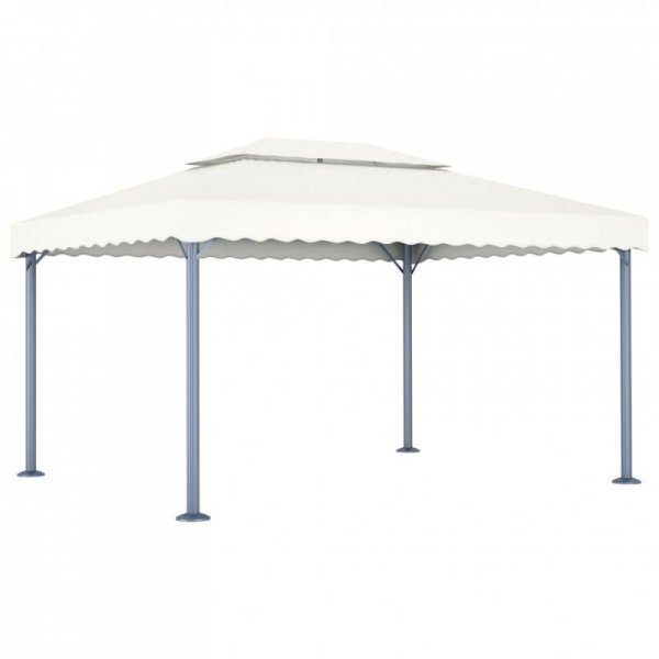 Altana ze sznurem lampek LED, 400x300 cm, kremowa, aluminium