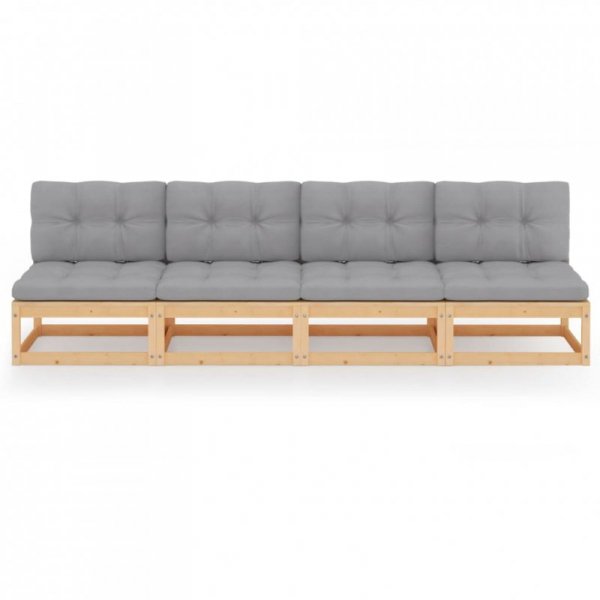 4-osobowa sofa ogrodowa z poduszkami, lite drewno sosnowe