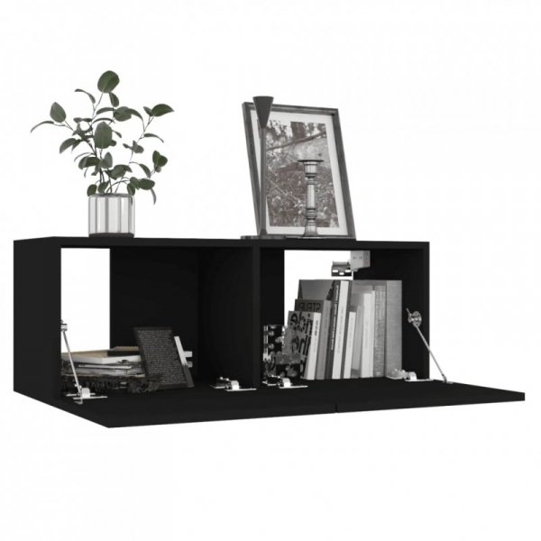 Szafki TV, 4 szt., czarne, 80x30x30 cm, materiał drewnopochodny