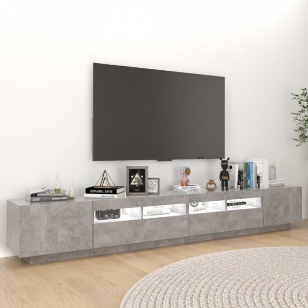 Szafka pod TV z oświetleniem LED, szarość betonu, 260x35x40 cm