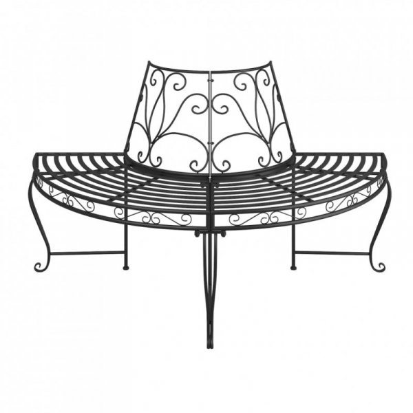 Półokrągłe ławki pod drzewo, 2 szt., Ø160 cm, czarne, stalowe