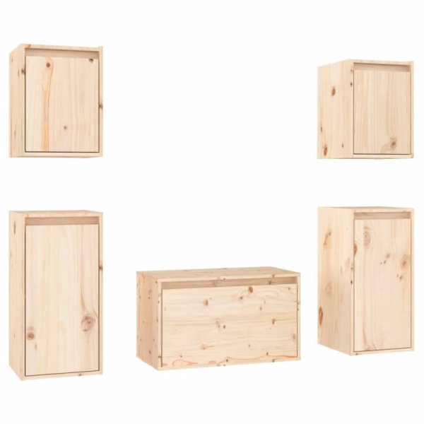 Szafki pod TV, 5 szt., lite drewno sosnowe