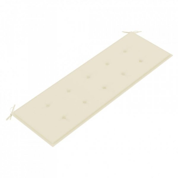 Ławka Batavia z kremowa poduszką, 150 cm, lite drewno tekowe