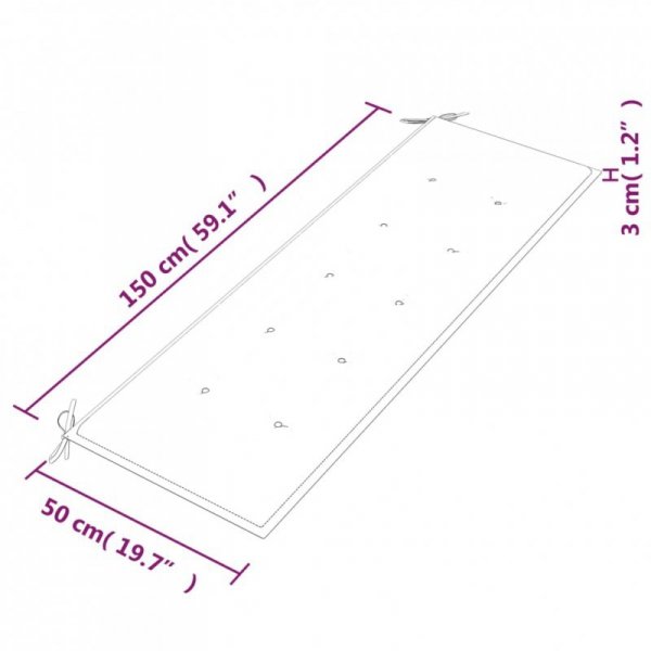 Ławka Batavia z zielona poduszką, 150 cm, lite drewno tekowe