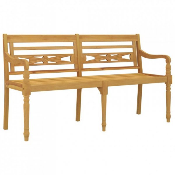 Ławka Batavia z czerwoną poduszką, 150 cm, lite drewno tekowe