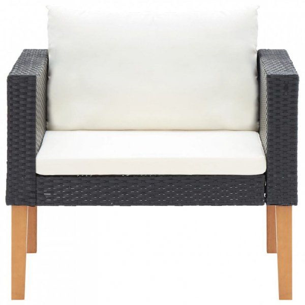 Pojedyncza sofa ogrodowa z poduszkami, rattan PE, czarny