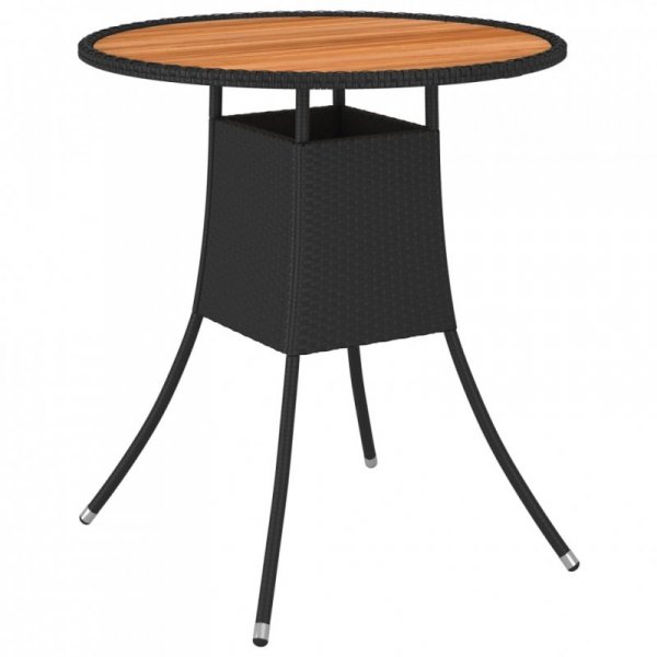 Ogrodowy stolik jadalniany, czarny, Ø 70 cm, rattan PE i akacja