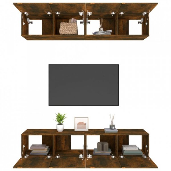 Szafki TV, 4 szt., przydymiony dąb, 80x30x30 cm