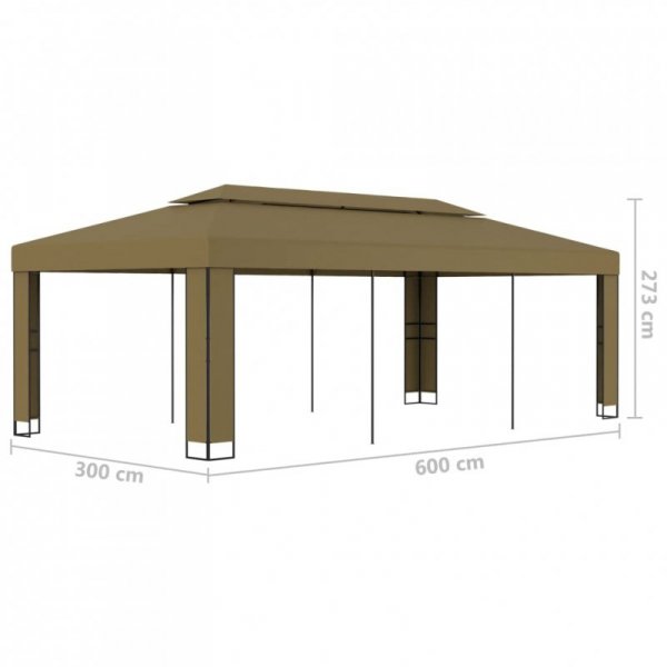Altana z podwójnym dachem, 3x6 m, taupe, 180 g/m²