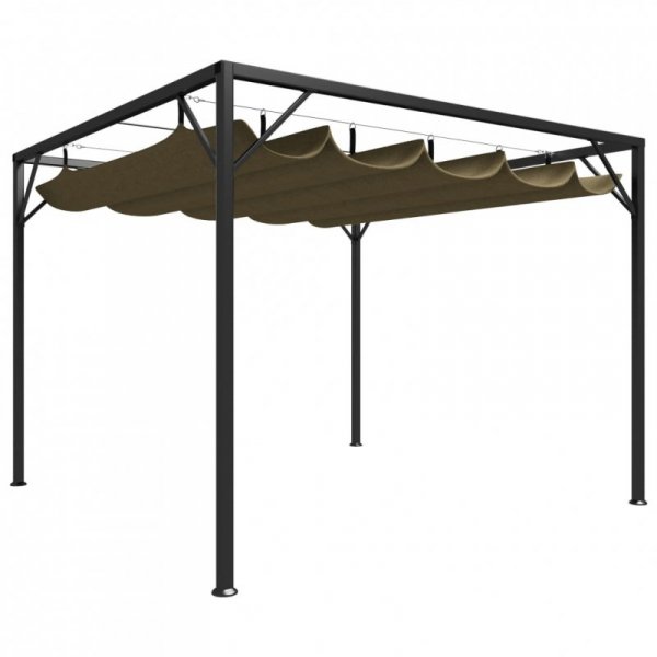 Altana ogrodowa ze zwijanym dachem, 3x3 m, taupe, 180 g/m²