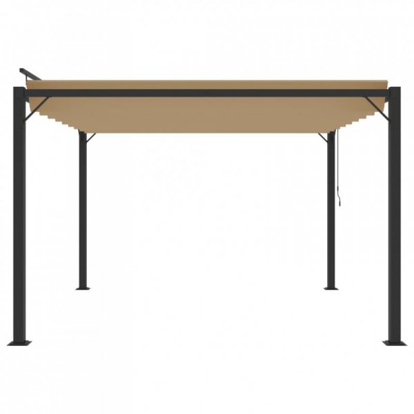 Altana z żaluzjowym dachem 3x3 m, taupe, tkanina i aluminium