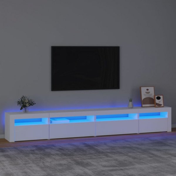 Szafka pod TV z oświetleniem LED, biała, 270x35x40 cm