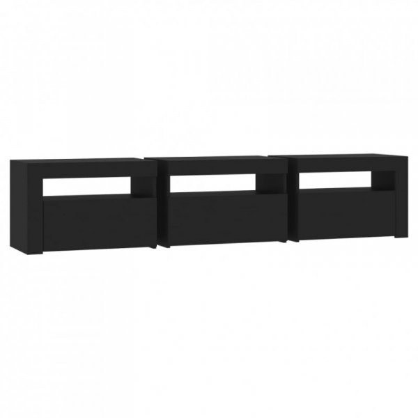 Szafka pod TV z oświetleniem LED, czarna, 180x35x40 cm