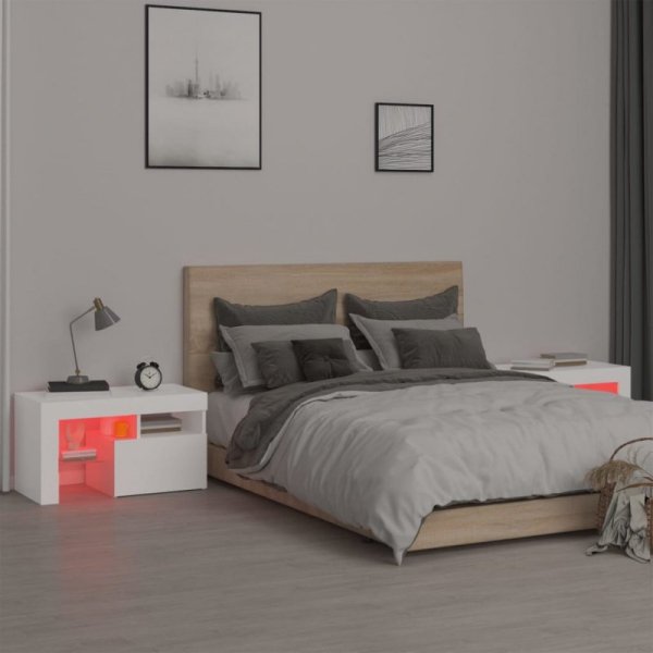 Szafki z oświetleniem LED, 2 szt., białe, 70x36,5x40 cm