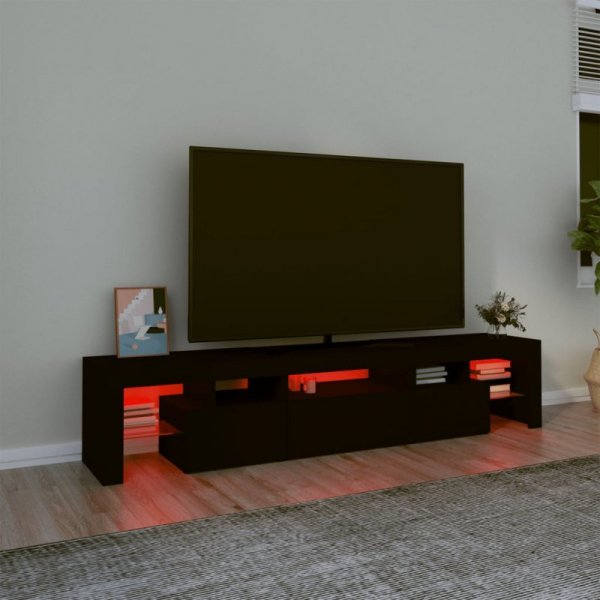Szafka pod TV z oświetleniem LED, czarna 200x36,5x40 cm