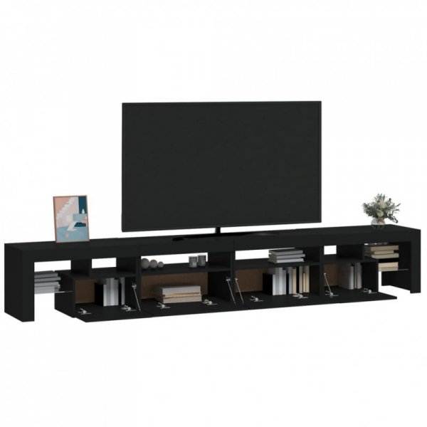 Szafka pod TV z oświetleniem LED, czarna, 260x36,5x40 cm