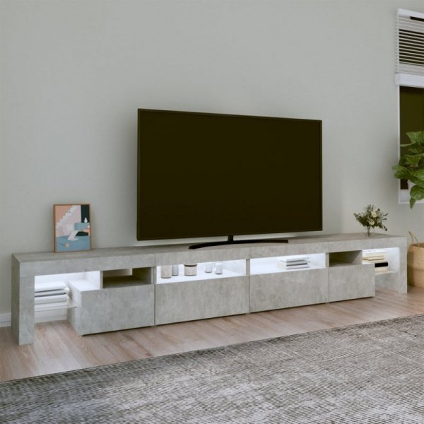 Szafka pod TV z oświetleniem LED, szarość betonu, 260x36,5x40cm