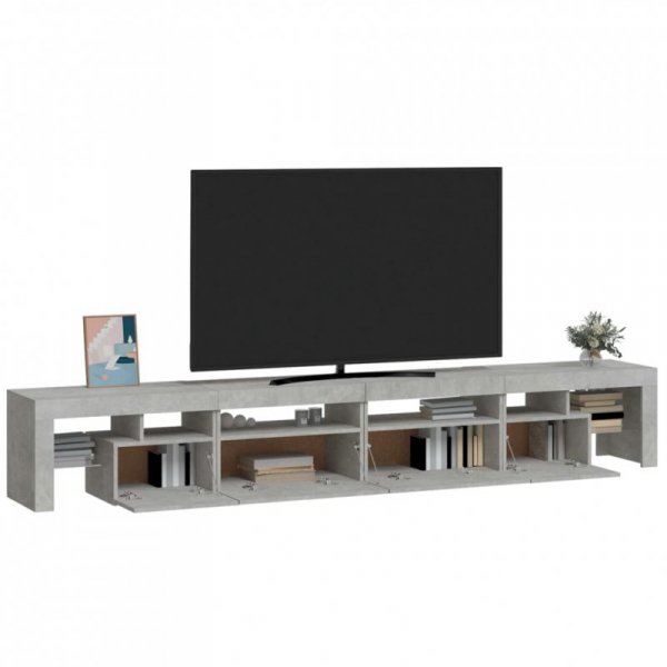 Szafka pod TV z oświetleniem LED, szarość betonu, 260x36,5x40cm