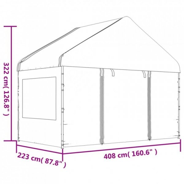 Namiot ogrodowy z dachem, biały, 6,69x4,08x3,22 m, polietylen