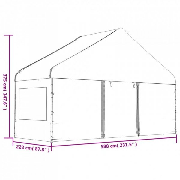 Namiot ogrodowy z dachem, biały, 15,61x5,88x3,75 m, polietylen