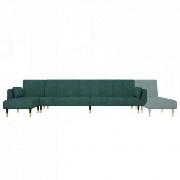 Sofa rozkładana L, ciemnozielona, 275x140x70 cm, aksamit