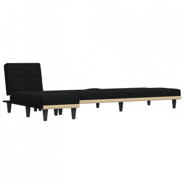 Sofa rozkładana w kształcie L, czarna, 255x140x70 cm, tkanina