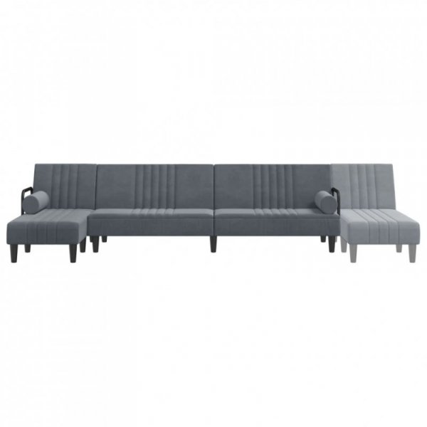 Sofa rozkładana L, ciemnoszara, 260x140x70 cm, aksamit