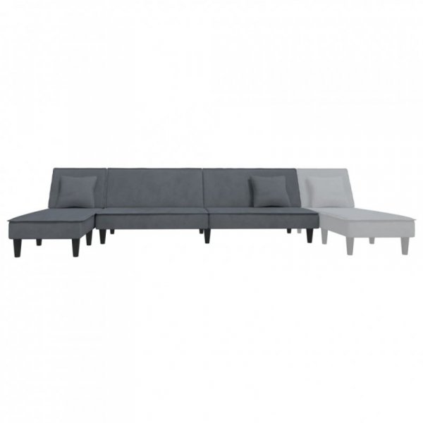 Sofa rozkładana L, ciemnoszara, 255x140x70 cm, aksamit