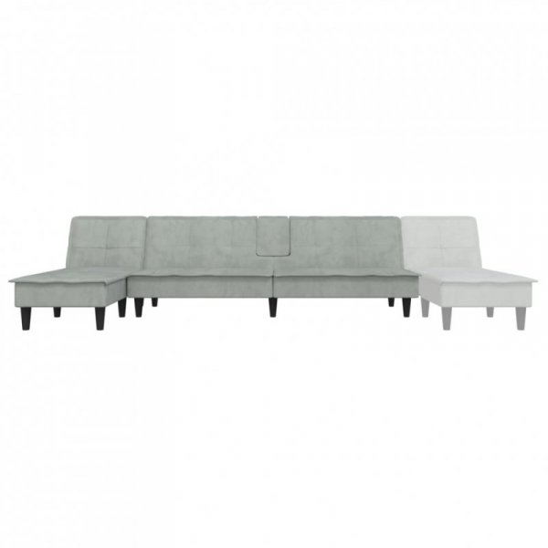 Sofa rozkładana L, jasnoszara, 255x140x70 cm, aksamit