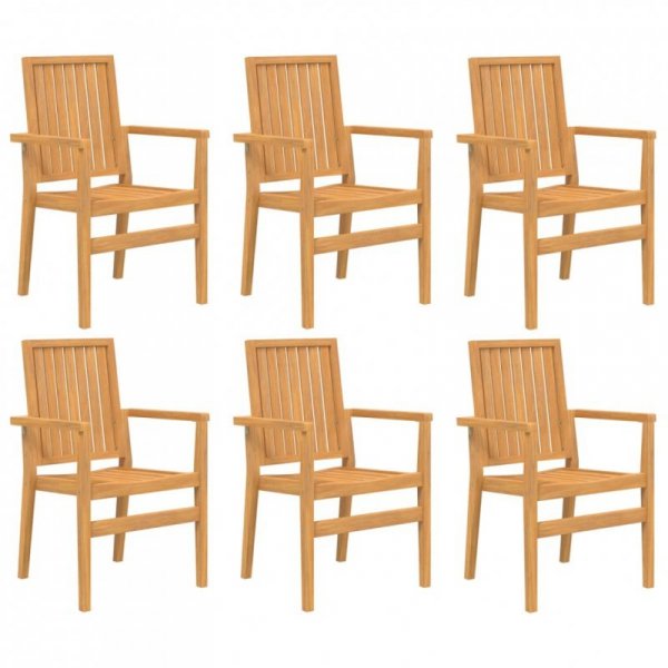 Sztaplowane krzesła ogrodowe, 6 szt., 56,5x57,5x91 cm, tekowe