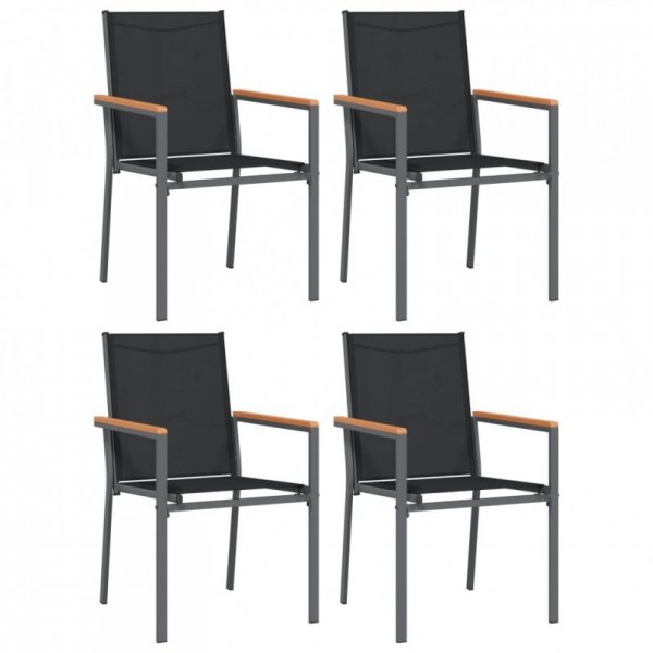 Krzesła ogrodowe, 4 szt, czarne, 55x61,5x90cm, textilene i stal
