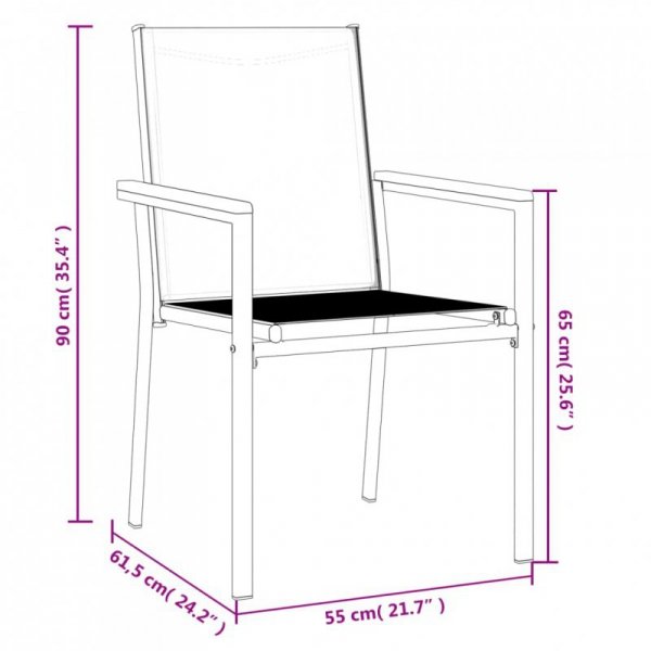 Krzesła ogrodowe, 4 szt, czarne, 55x61,5x90cm, textilene i stal