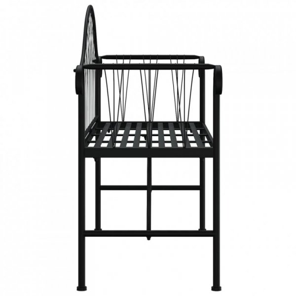 Ławka ogrodowa dla 2 osób, 128 cm, czarna, stalowa