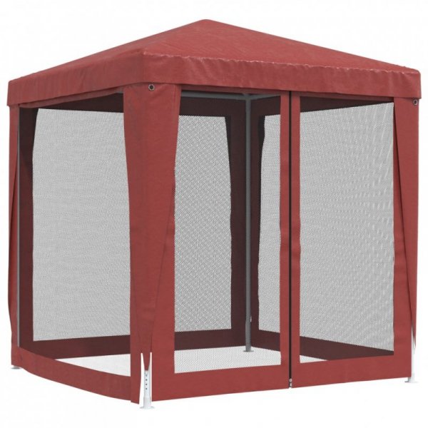 Namiot imprezowy z 4 siatkowymi ścianami, czerwony, 2x2 m, HDPE