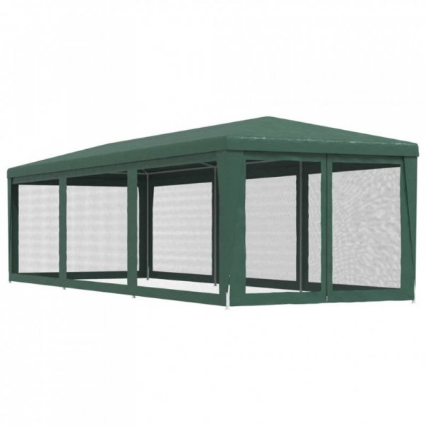 Namiot imprezowy z 8 ścianami z siatki, zielony, 3x9 m, HDPE