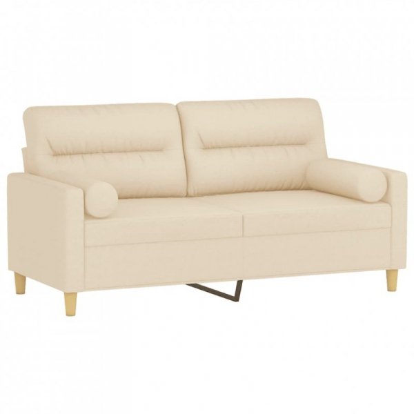 2-osobowa sofa z poduszkami, kremowa, 140 cm, tkanina