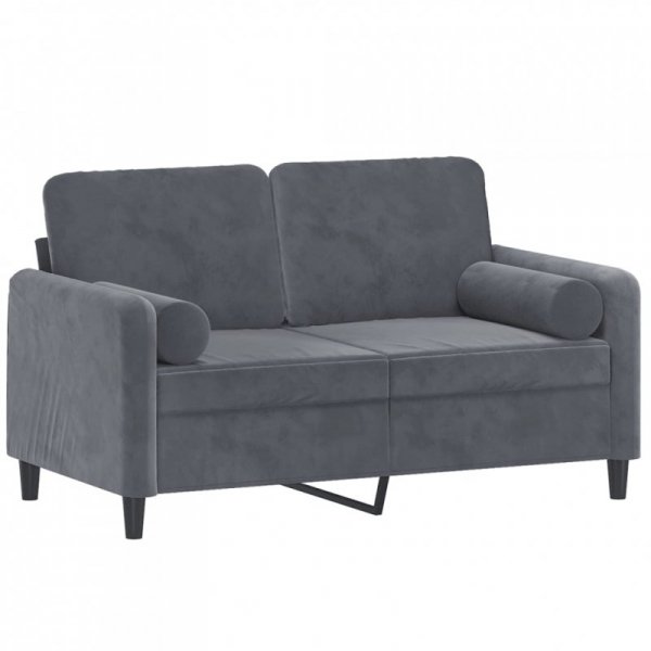 2-osobowa sofa z poduszkami, ciemnoszara, 120 cm, aksamit