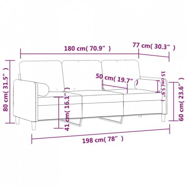 3-osobowa sofa z poduszkami, ciemnozielona, 180 cm, aksamit