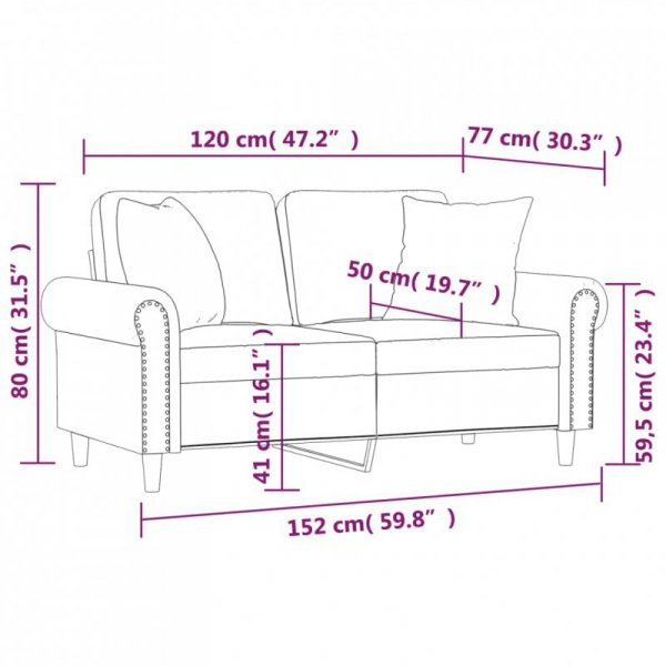 2-osobowa sofa z poduszkami, ciemnozielona, 120 cm, aksamit