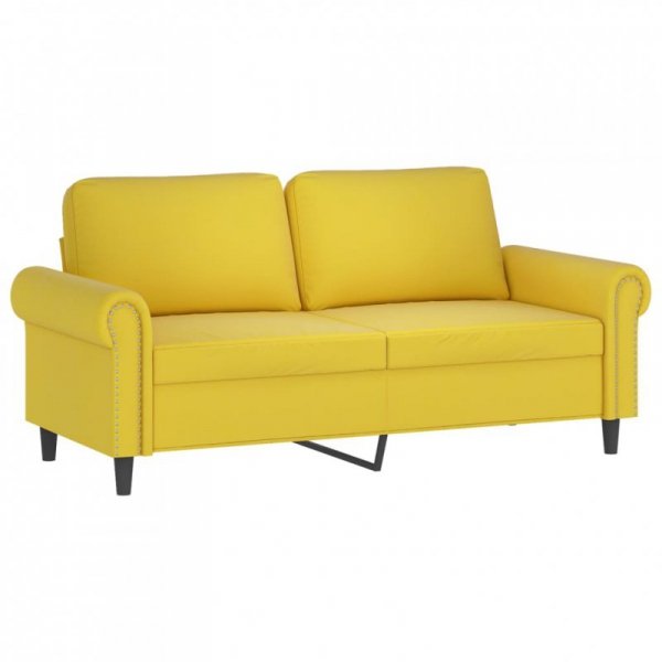 2-osobowa sofa z poduszkami, żółta, 140 cm, aksamit