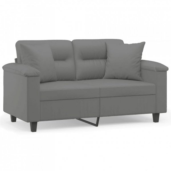 2-osobowa sofa z poduszkami, ciemnoszara, 120 cm, mikrofibra