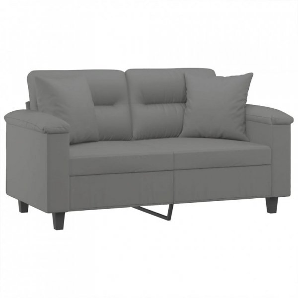 2-osobowa sofa z poduszkami, ciemnoszara, 120 cm, mikrofibra