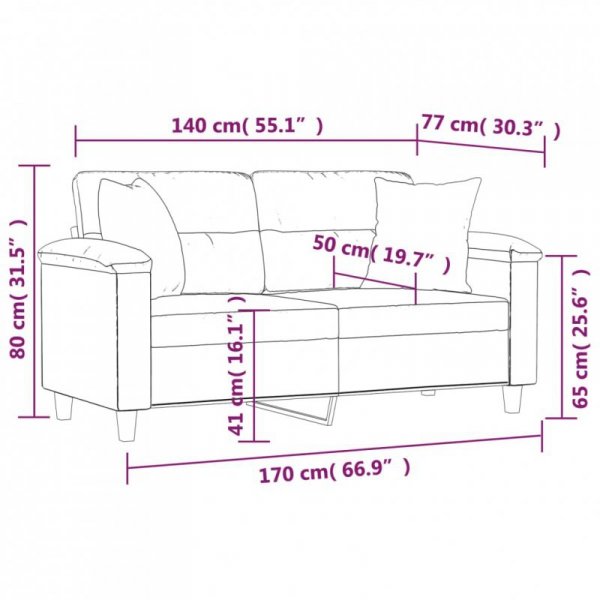 2-osobowa sofa z poduszkami, kremowa, 140 cm, mikrofibra