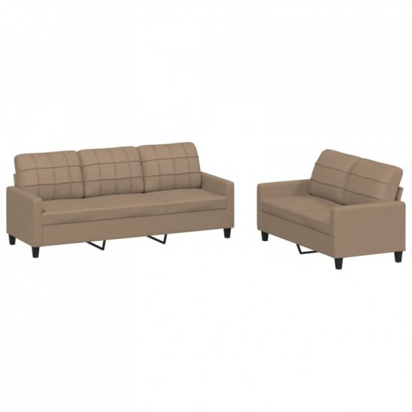 2-osobowa sofa z poduszkami, cappuccino, sztuczna skóra