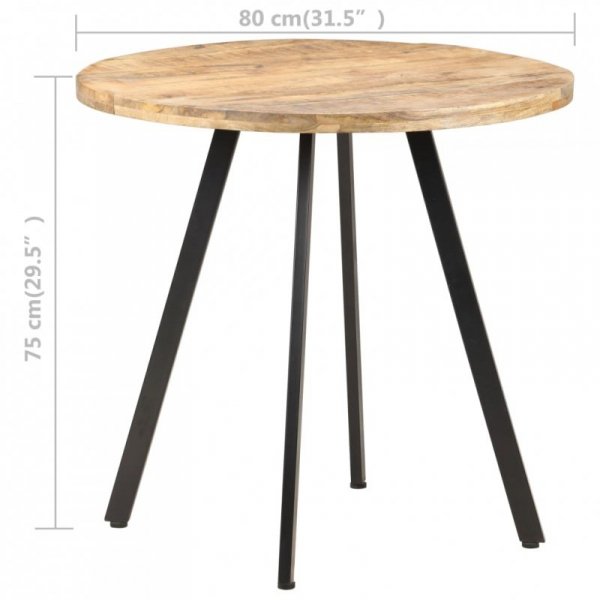 Stół jadalniany, 80 cm, surowe drewno mango