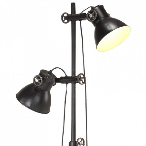 Lampa podłogowa z 2 kloszami, czarna, E27, żeliwo