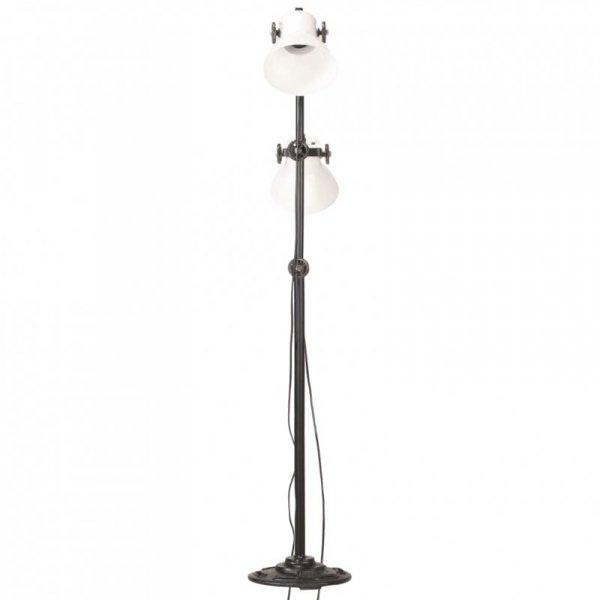 Lampa podłogowa z 2 kloszami, biała, E27, żeliwo