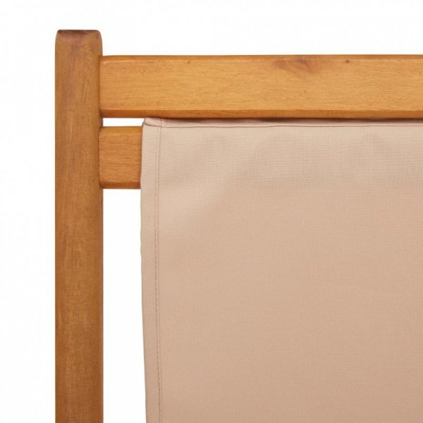 Składane krzesła plażowe, 2 szt., taupe, tkanina i lite drewno